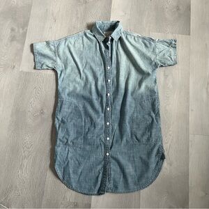 CURRENT ELLIOTT WOMENS DRESS CHAMBRAY BLUE SHORT SLEEVES BUTTON 0